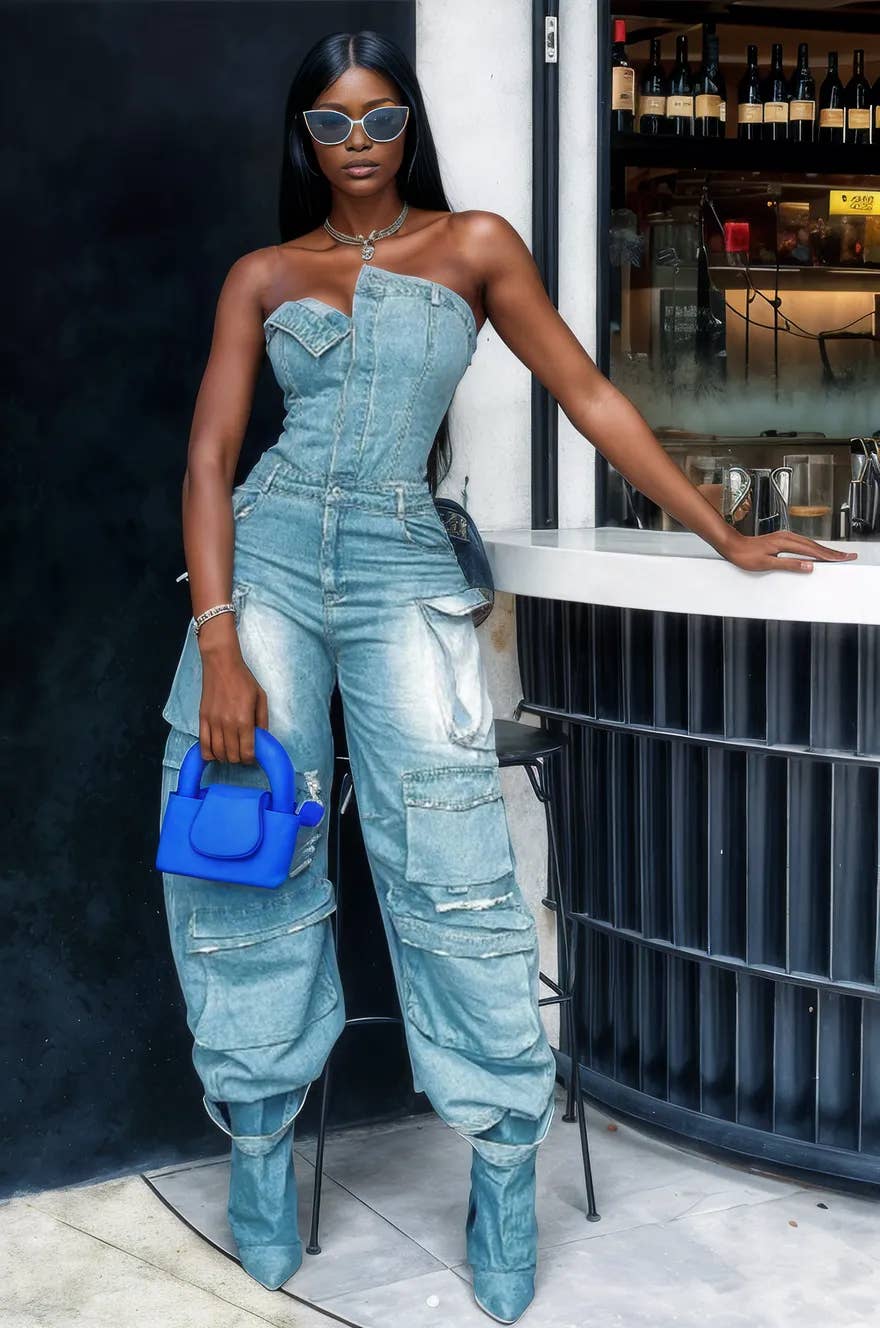 Distressed Cargo Jumpsuit